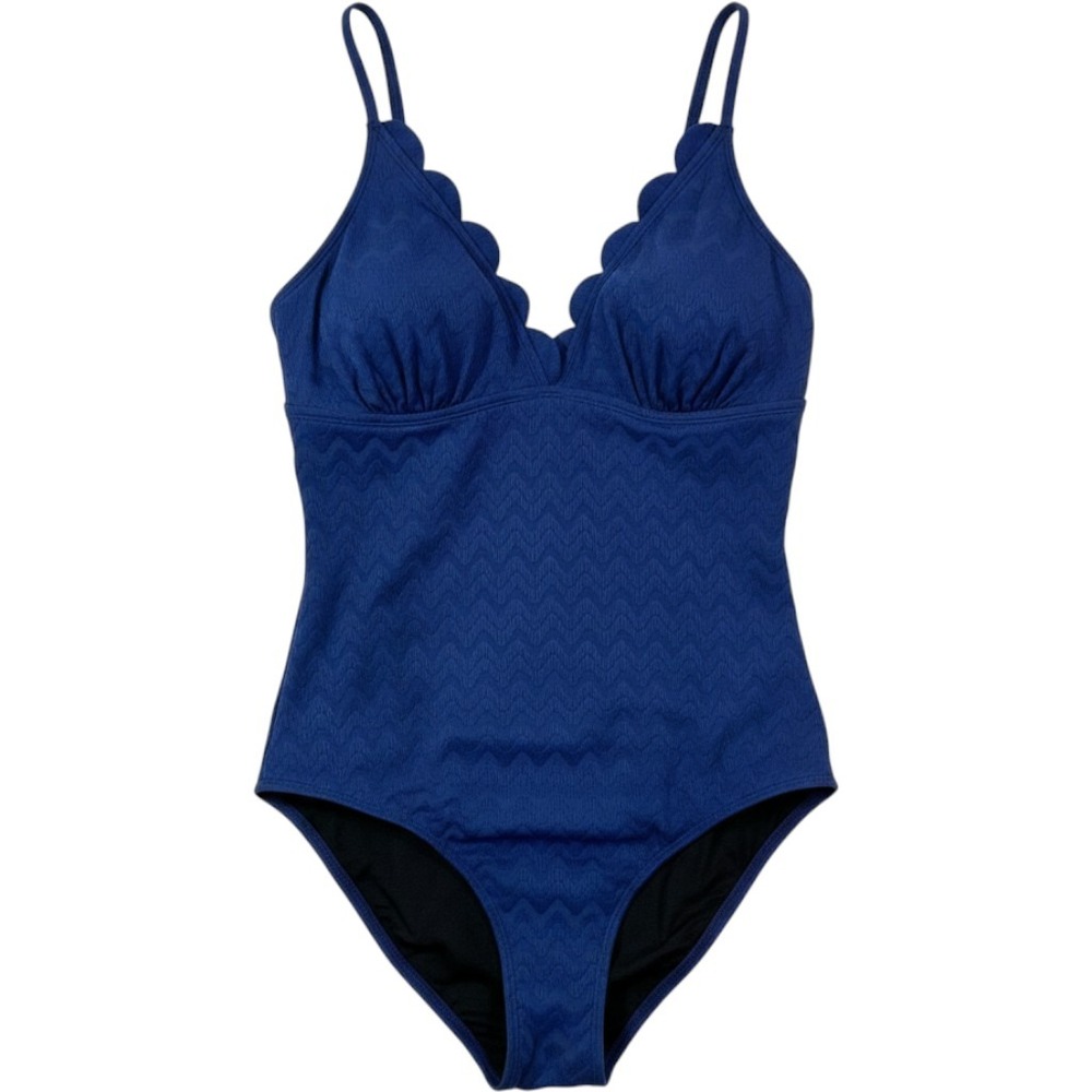 Cupshe Tummy Control Swimsuit XL NWT Navy Scalloped One Piece Swim